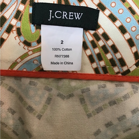 J Crew Stylish Green and Blue Patterned Skirt size 2 - Picture 3 of 5